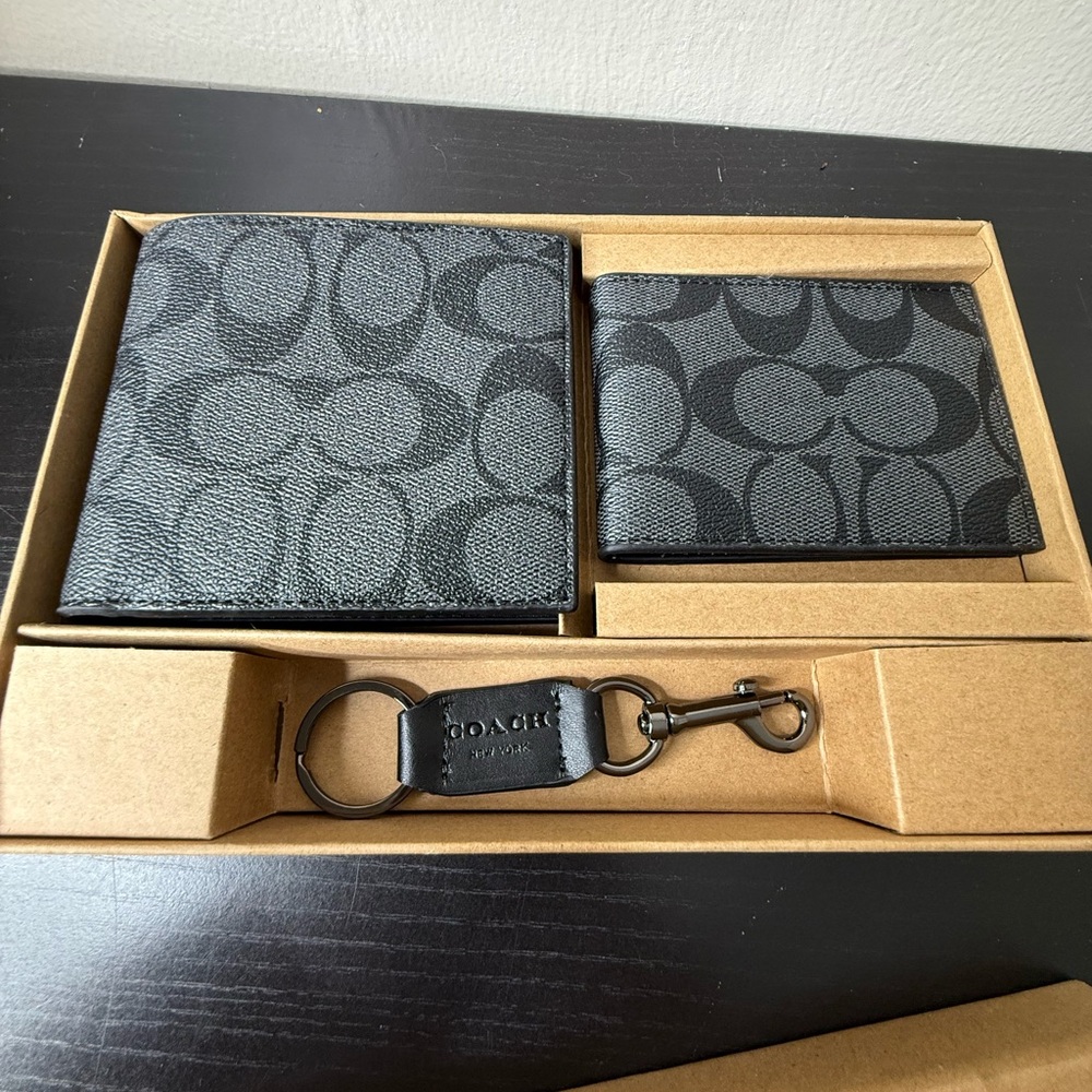 Coach Charcoal Wallet and Keychain Set - Picture 3 of 5